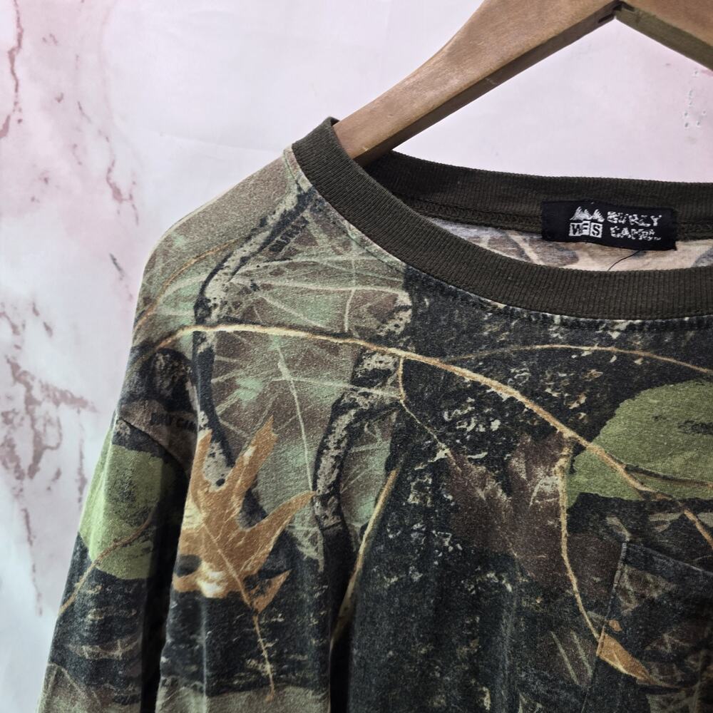 Vintage Camo Shirt Mens Medium Burly WFS Woodland Long Sleeve 80s 90s - Picture 2 of 9